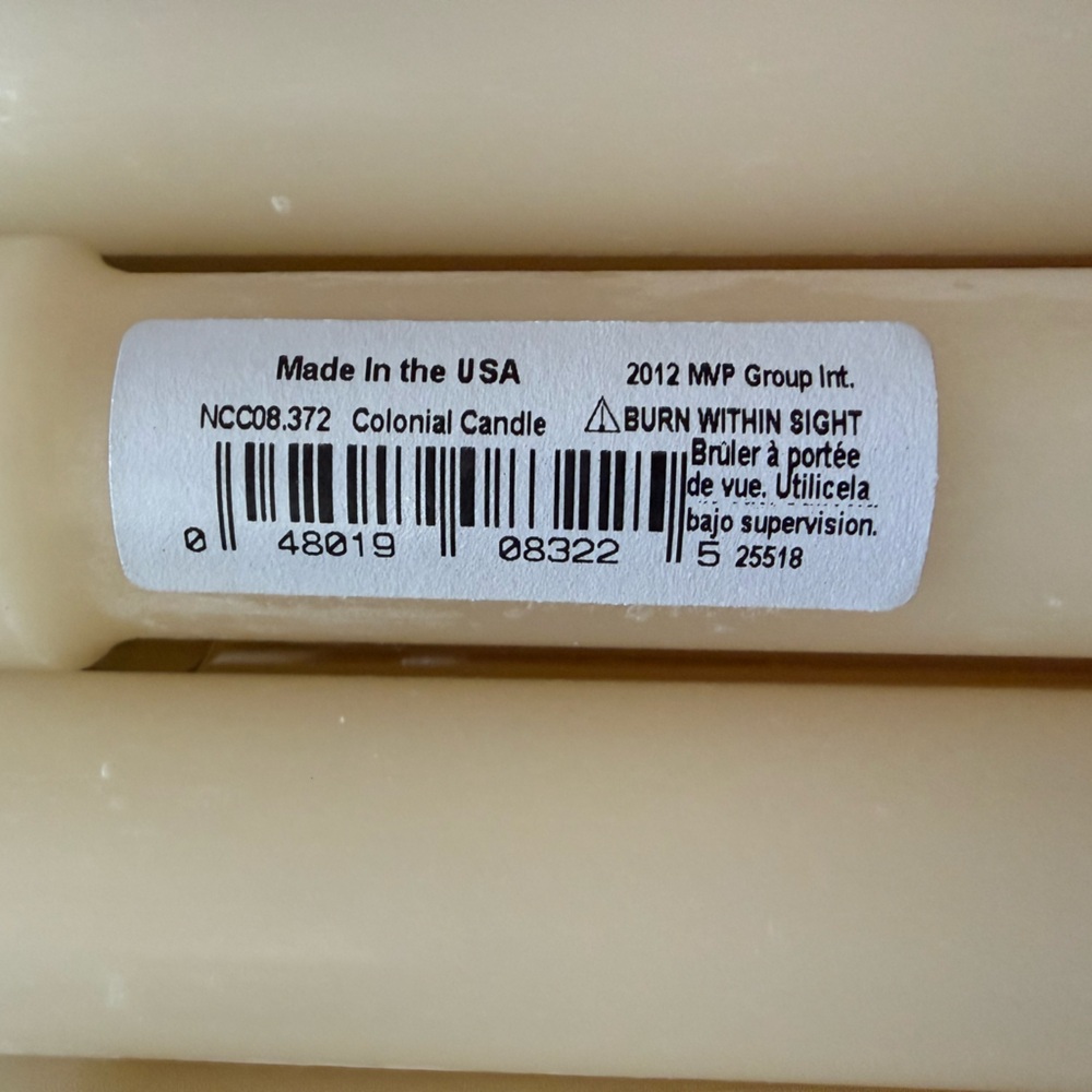 Set of 12, 8” ivory taper candles - Picture 3 of 4